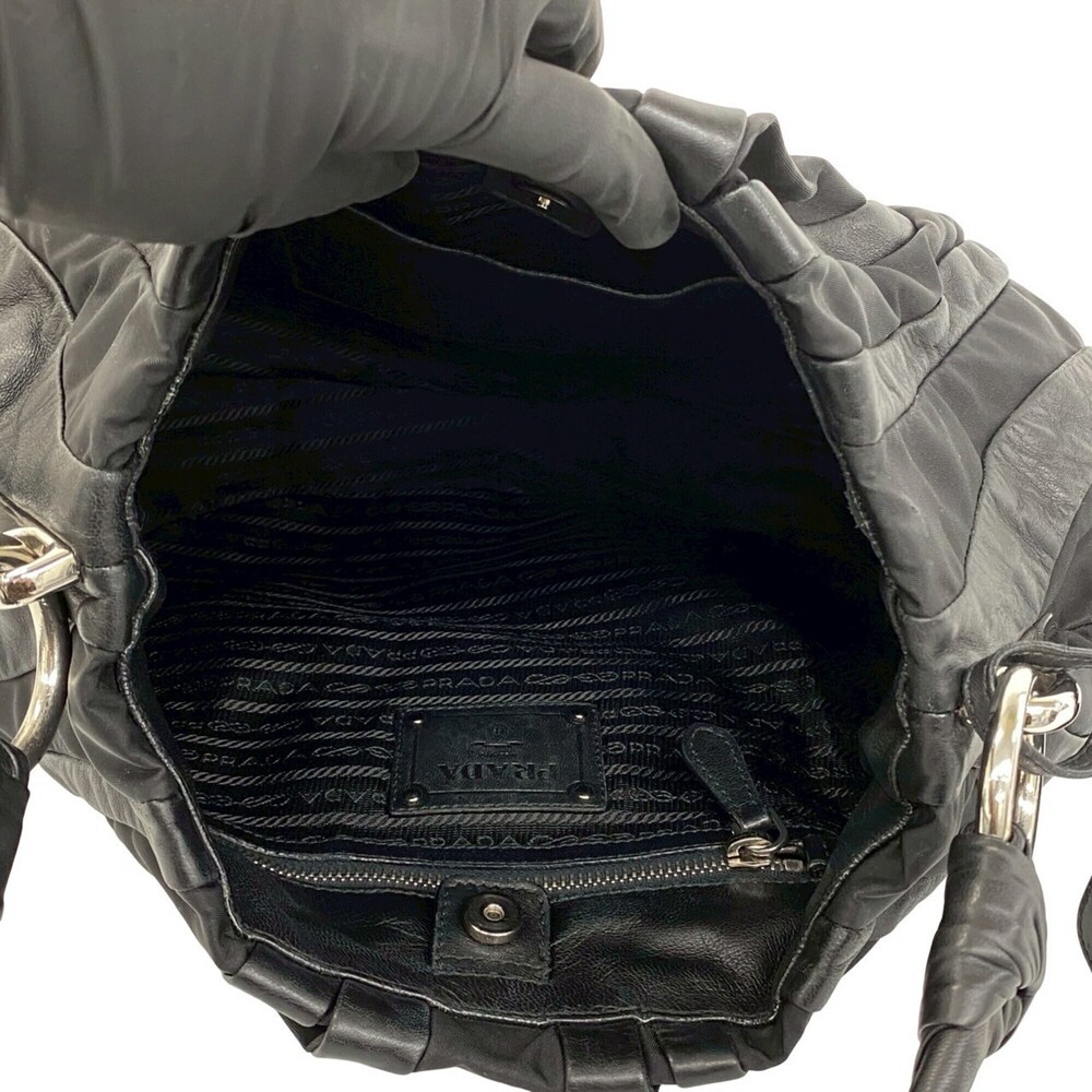PRADA Black Leather Shoulder Bag - Picture 9 of 10